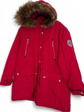 Rocawear Artic Blast Red Faux Fur Hooded winter Puffer Parka adjustable coat 3x